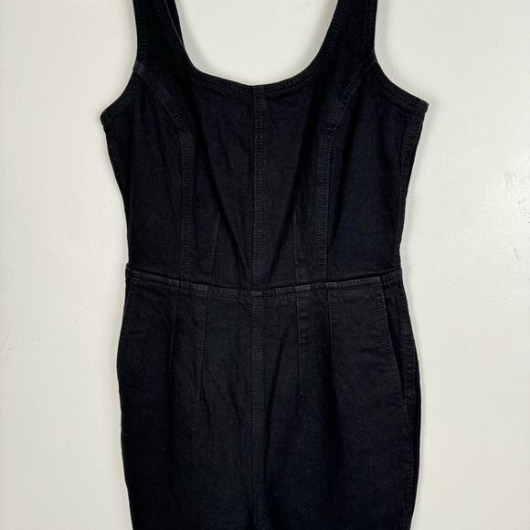 Madewell Denim Flare Leg Jumpsuit in Bonner Wash Black Size 0 NWOT Sleeveless - Picture 14 of 16